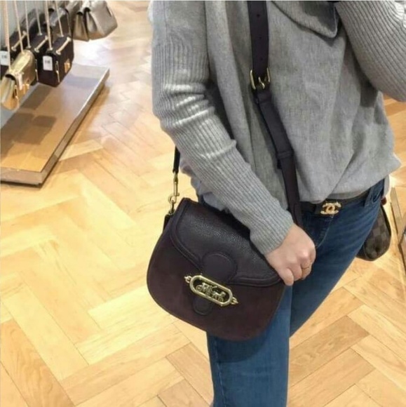 🔥LAST 1🔥NWT Coach Elle Saddle Suede Bag oxblood - Picture 3 of 8